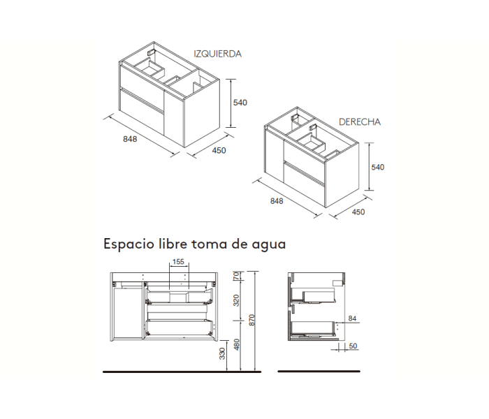 Conjunto mueble de baño Salgar Noja Croquis 10