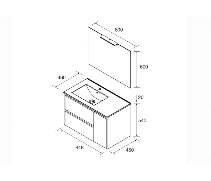 Conjunto mueble de baño Salgar Noja Croquis 12