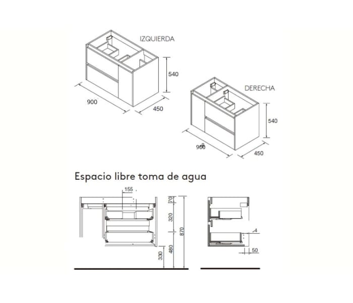 Conjunto mueble de baño Salgar Noja Croquis 11