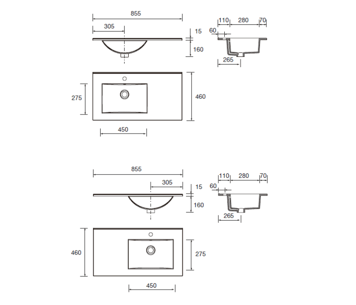 Conjunto mueble de baño Salgar Noja Croquis 11