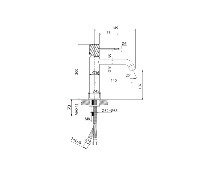 Grifo de lavabo Imex Bless Croquis 42