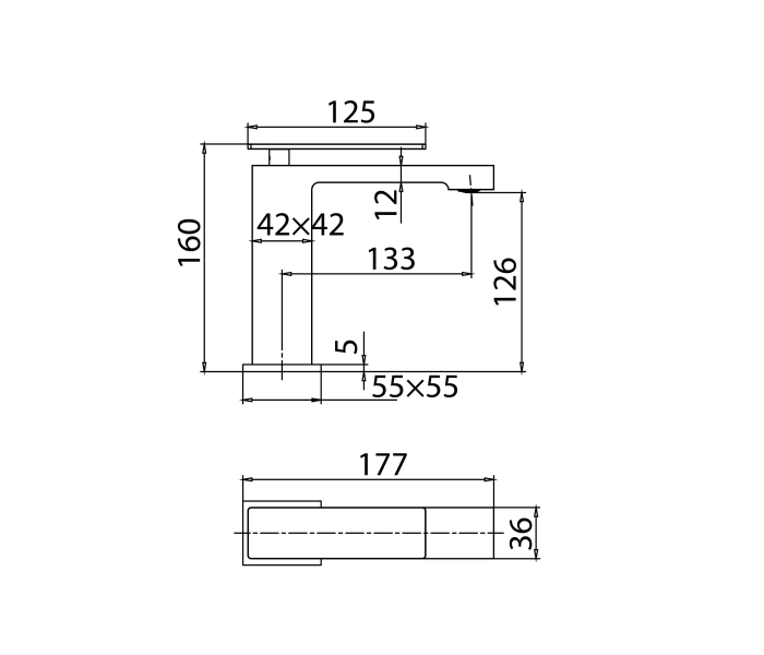 Grifo de lavabo Imex Pisa Croquis 8