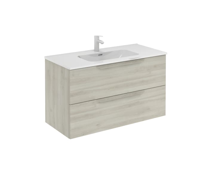 VICA 70cm mueble de baño Urban 2 cajones. Lavabo MOON Centro 1 orificio  color Talc con