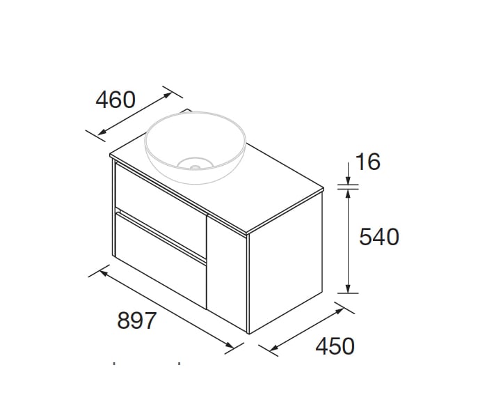 Mueble de baño con encimera de madera Salgar Noja Croquis 13