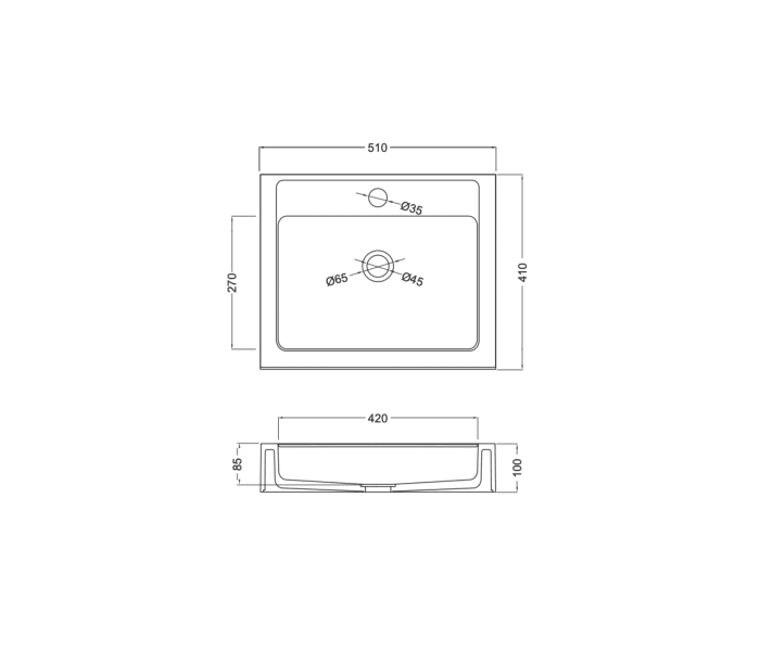 Lavabo encastrado Coycama Darya Croquis 19