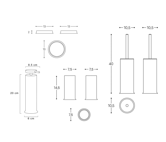 Conjunto de accesorios de baño Cosmic Geyser Croquis 7