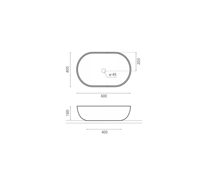 Lavabo sobre encimera Bathco Livorno Croquis 4