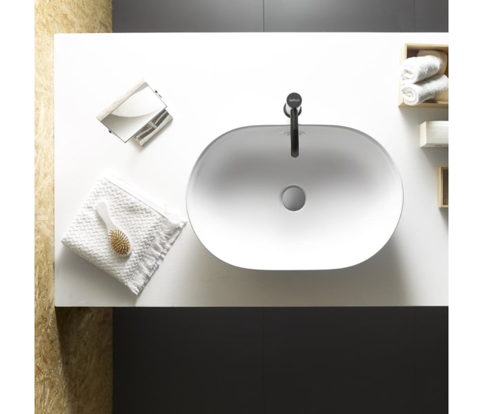 Lavabo sobre encimera Baño ovalado Diseño italiano en cerámica