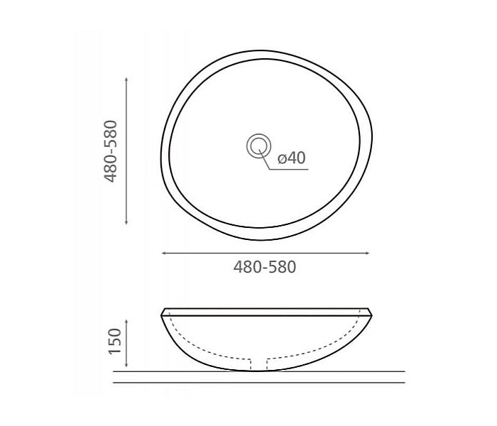 Lavabo sobre encimera Bathco Rio Croquis 3