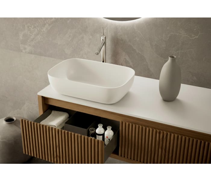 Mueble de baño madera maciza con encimera solid surface Bruntec Alpes 20 Detalle 3