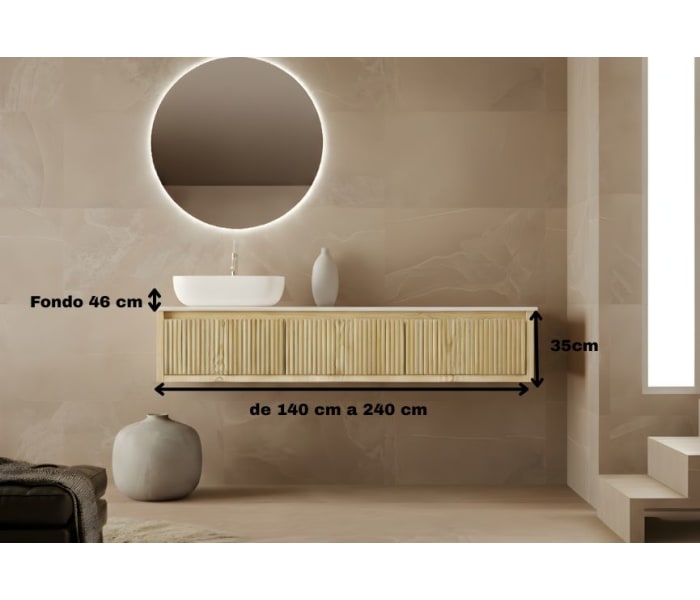 Mueble de baño madera maciza con encimera solid surface Bruntec Alpes 20 Croquis 5