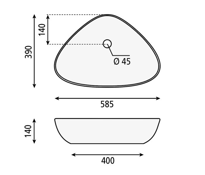 Lavabo sobre encimera Bruntec Teruel Croquis 2