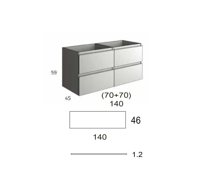 Mueble de baño con encimera de madera Bruntec Roma Croquis 8