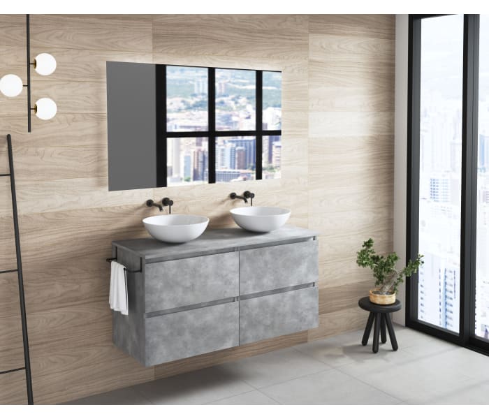 Mueble de baño Roma 140 cm 4 cajones con tapa de madera Bruntec