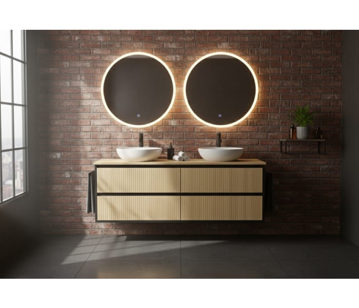 Mueble de baño madera maciza con encimera de madera Bruntec Alpes 18 Ambiente 18