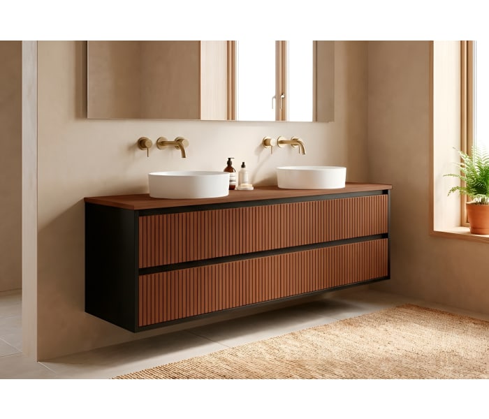 Mueble de baño madera maciza con encimera de madera Bruntec Alpes 18 Principal 0