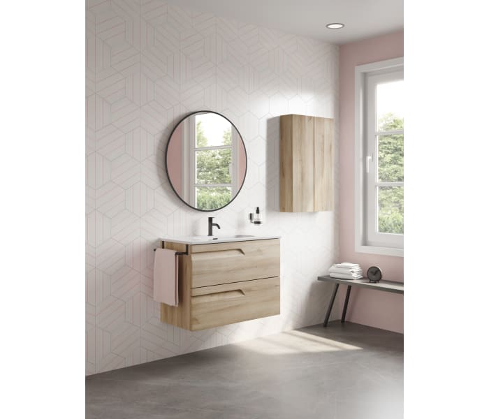 ROYO VITALE Mueble de Baño con Lavabo Fondo Reducido 2 Cajones Beige N —  Bañoidea