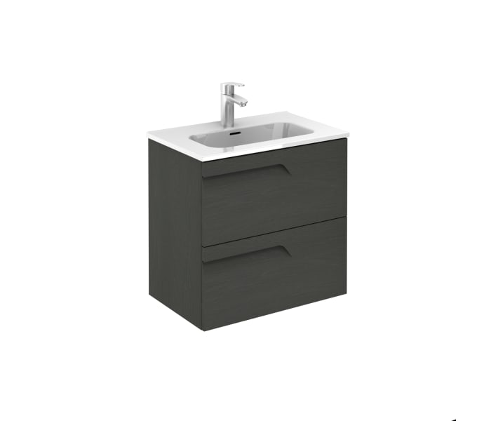 ROYO VITALE Mueble de Baño con Lavabo Fondo Reducido 2 Cajones Blanco  Nature - Medida: 60 CMS