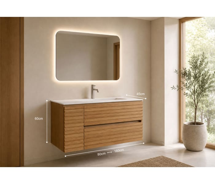 Conjunto Mueble de baño Bruntec Alpes 21 con lavabo Solid Surface Croquis 10