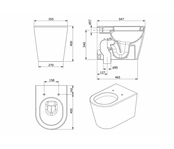 Pack inodoro + cisterna empotrada Unisan Sanindusa Urb.y Plus Croquis 7