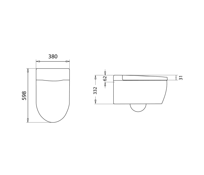 Pack Inodoro japonés inteligente suspendido + cisterna + placa accionamiento Nashi Eos Pro Croquis 13