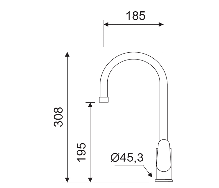 Grifo de cocina Lluvibath Taimir Croquis 1