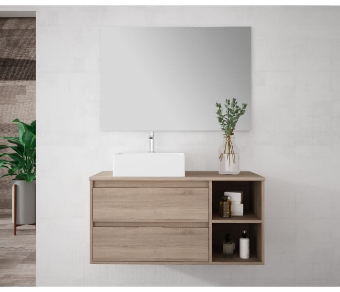 Mueble de baño Roma 120 cm 4 cajones con tapa de madera de Bruntec