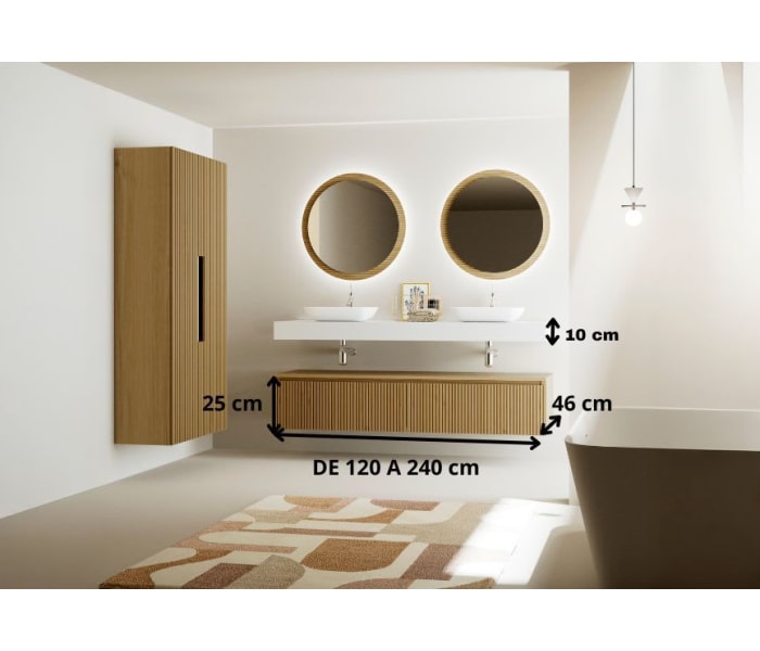 Mueble de baño con encimera solid surface y cajonera Bruntec Alpes 4 Croquis 7