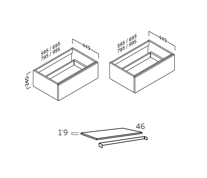 Cajonera de baño Coycama Landes Croquis 6