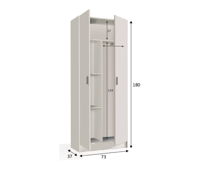 Escobero 2 Puertas Centro Estant Blanco 60X32X180 Cm - Easy