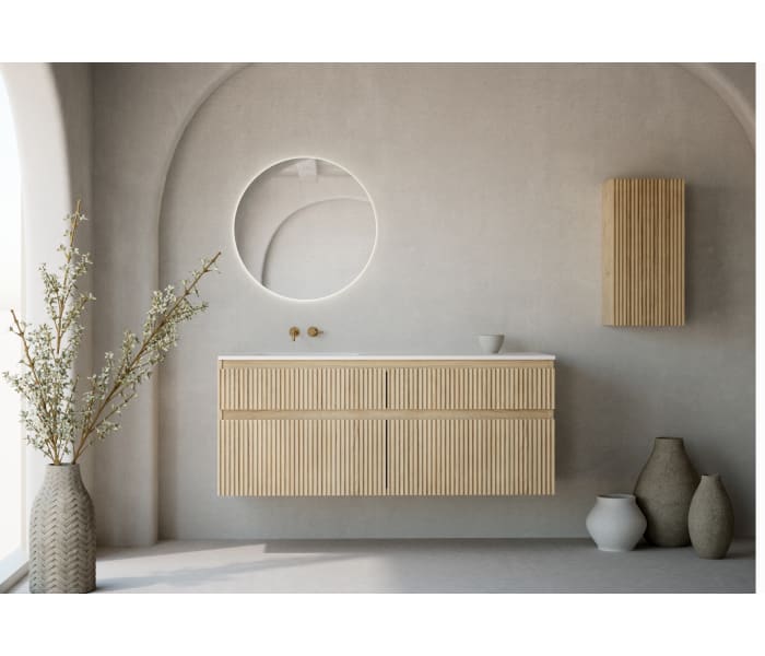 Conjunto de mueble de baño madera maciza palilleria Horizontal Bruntec Alpes 7 Detalle 3