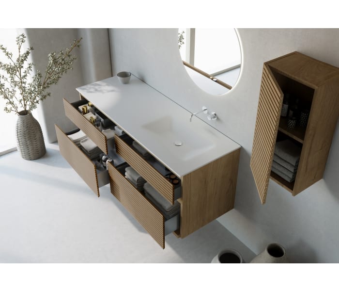 Conjunto de mueble de baño madera maciza palilleria Horizontal Bruntec Alpes 7 Detalle 3