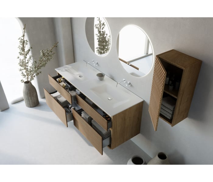 Conjunto de mueble de baño madera maciza palilleria Bruntec Alpes 7 Detalle 2