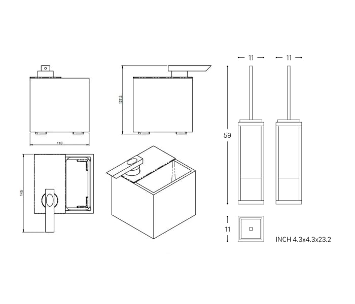 Conjunto de accesorios de baño Cosmic The Grid Croquis 3