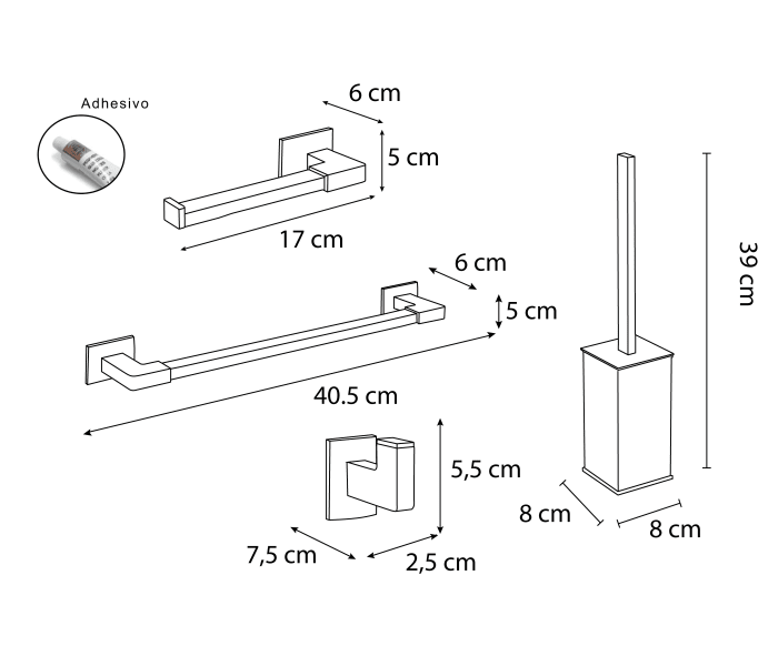 Conjunto de accesorios de baño Mediterránea Aries/Leo Croquis 7