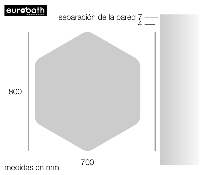 Espejo de baño Eurobath, Devon Croquis 2