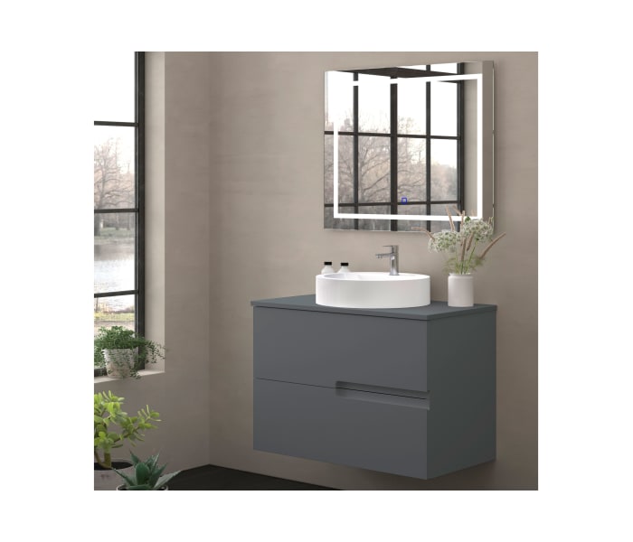 Mueble de baño con encimera piedra compactada mismo color Bruntec Lia colores Principal 6