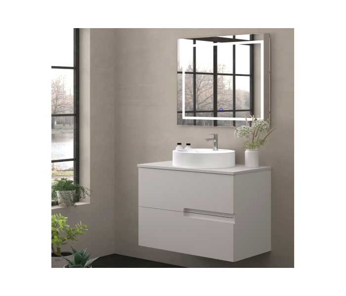 Mueble de baño con encimera piedra compactada mismo color Bruntec Lia colores Principal 3