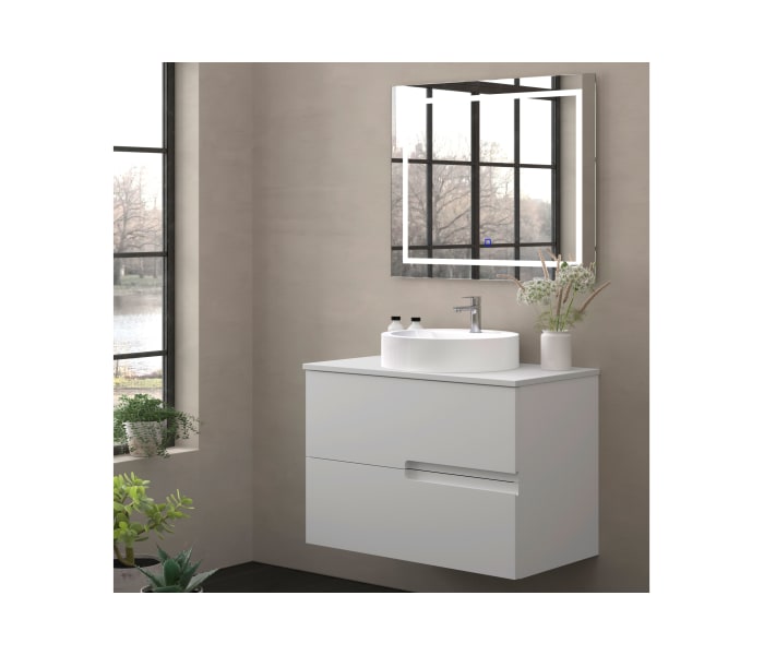 Mueble de baño con encimera piedra compactada mismo color Bruntec Lia colores Principal 4