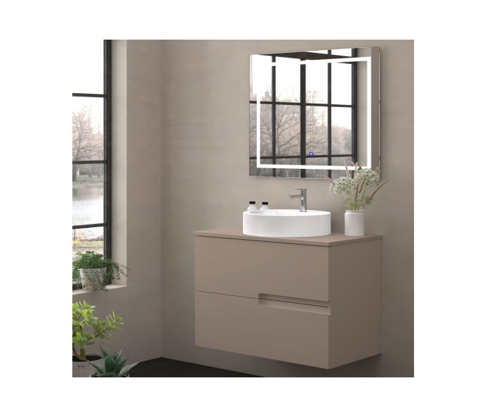 Mueble de baño con encimera piedra compactada mismo color Bruntec Lia colores Principal 5