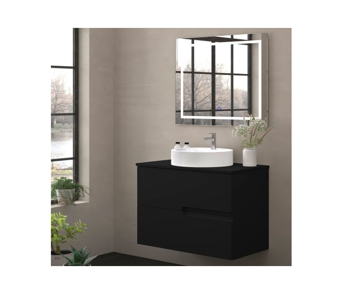 Mueble de baño con encimera piedra compactada mismo color Bruntec Lia colores Principal 2