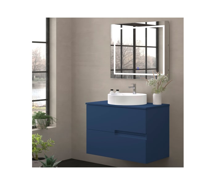 Mueble de baño con encimera piedra compactada mismo color Bruntec Lia colores Principal 0