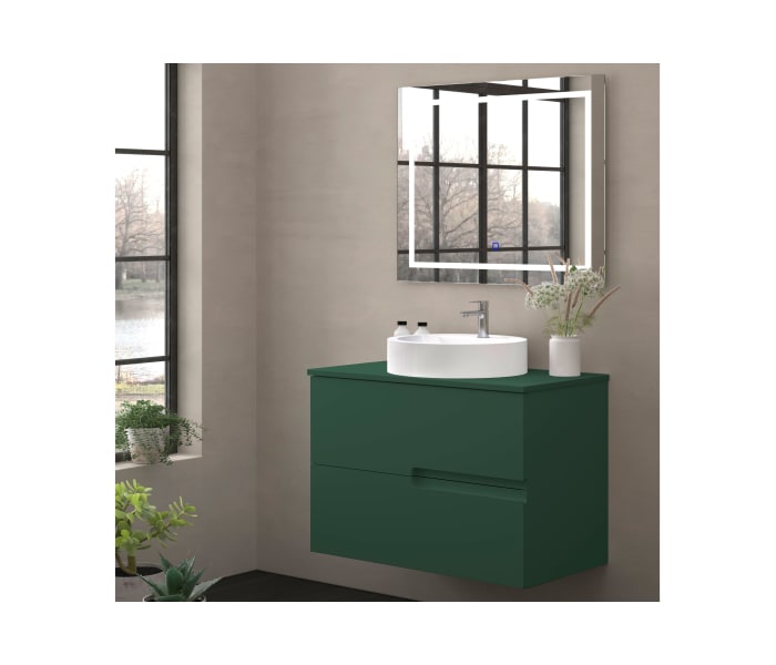 Mueble de baño con encimera piedra compactada mismo color Bruntec Lia colores Principal 7