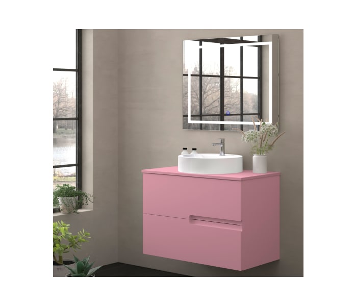 Mueble de baño con encimera piedra compactada mismo color Bruntec Lia colores Principal 9