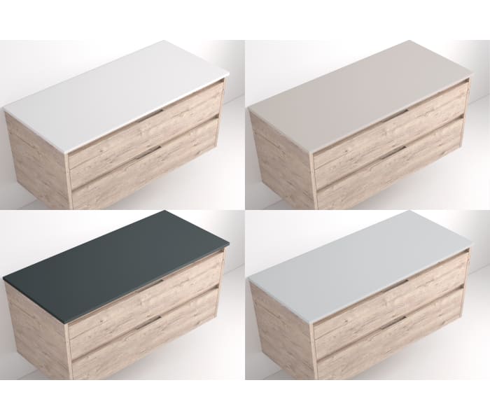 Mueble de baño con encimera piedra compactada mismo color Bruntec Lia colores Detalle 11