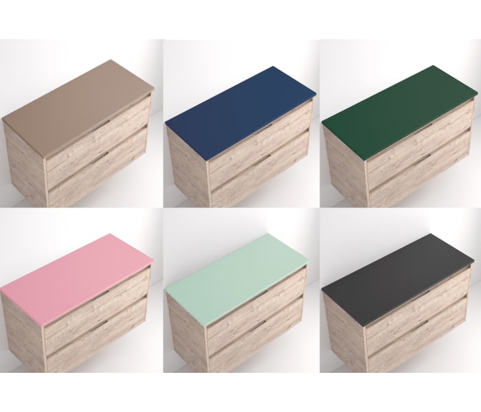 Mueble de baño con encimera piedra compactada mismo color Bruntec Lia colores Detalle 10