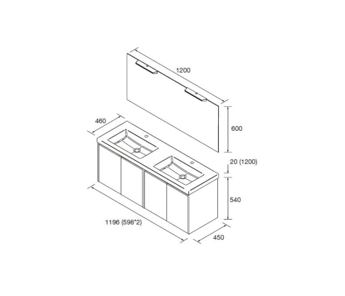 Conjunto mueble de baño Salgar Noja Croquis 12