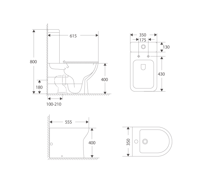 Pack inodoro + bidé Bruntec Creta Croquis 3
