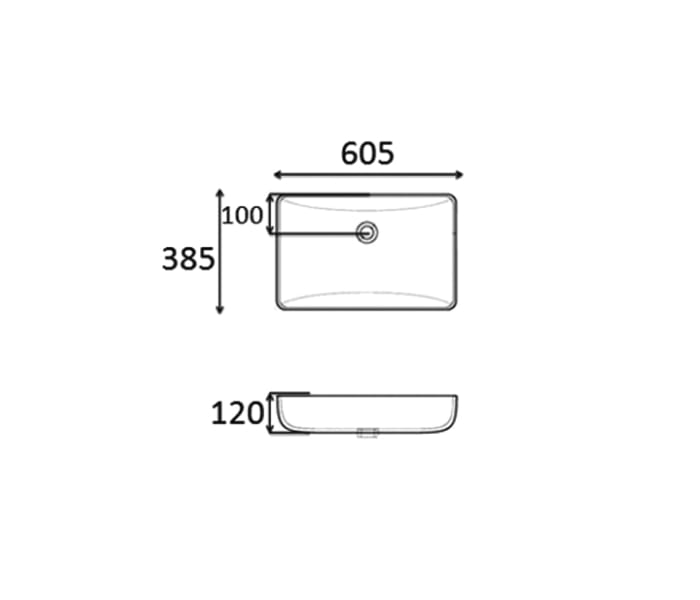 Lavabo sobre encimera Bruntec Boston mate Croquis 3