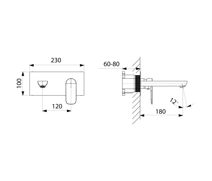 Grifo de lavabo empotrado GME Cassio Croquis 10